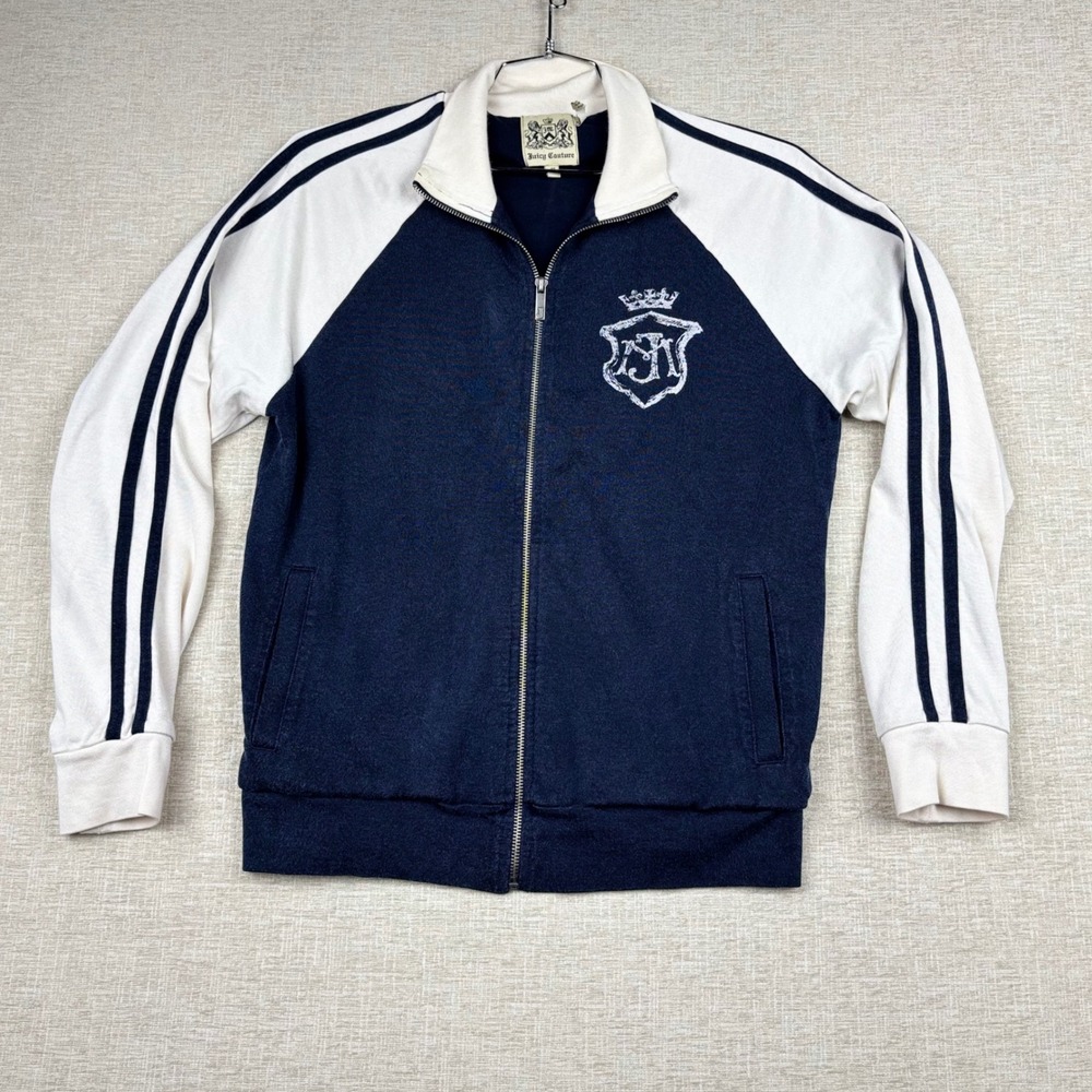 Juicy Couture Acid Kings of Culture Track Jacket Navy Blue Cream Mens Medium